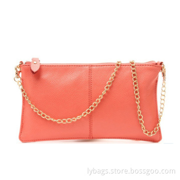 Fashion Lady Evening Bags with Chain in Red PU Leather